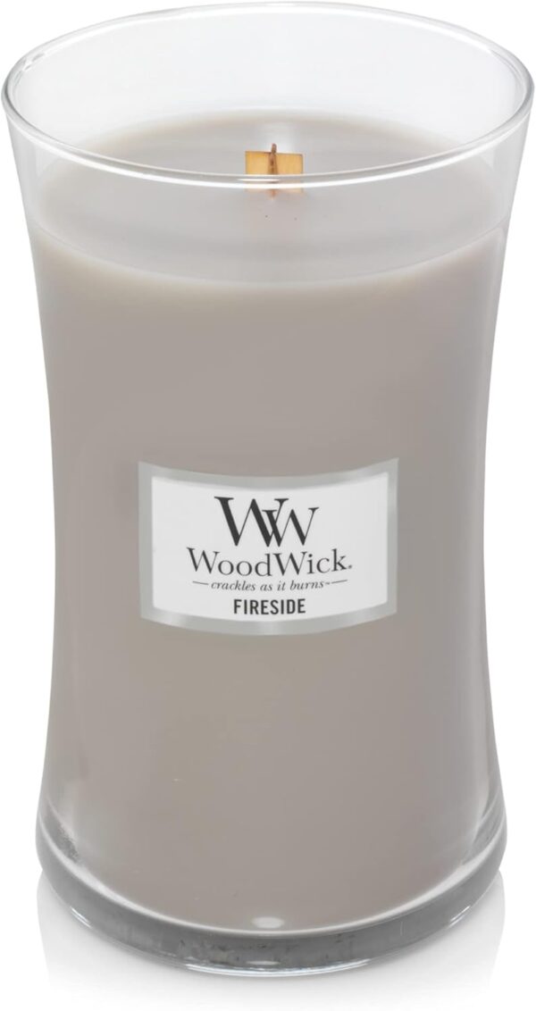 WoodWick Large Hourglass Fireside Candle – Soy Blend Wax, Crackling Sound, 21oz - Image 2