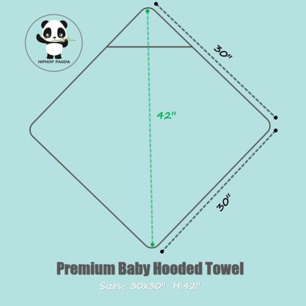 HIPHOP PANDA Hooded Baby Towel – Bamboo Rayon, Bear Ears, Absorbent, 30x30 Inch - Image 3