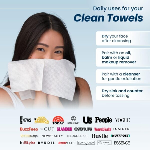 Clean Skin Club Clean Towels XL – 100% Biobased, Ultra-Soft Disposable Face Towels - Image 4