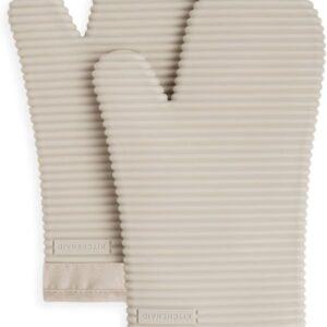 KitchenAid Ribbed Silicone Oven Mitt Set – Milkshake Tan