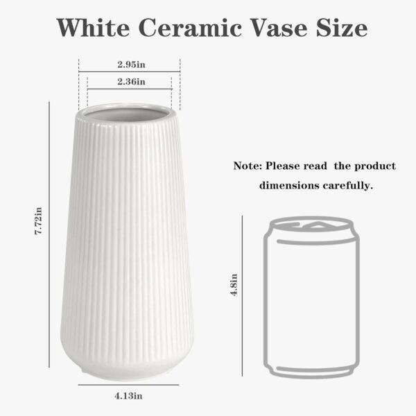 GUKJOB White Ceramic Flower Vase – Small Decorative Vase for Pampas Grass, Home Office Dining Table Decor - Image 3