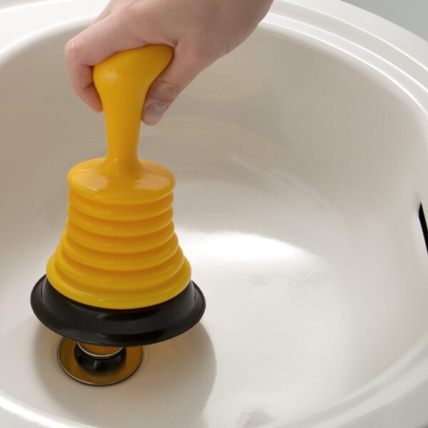 PlumbCraft Mini Sink Plunger – 7.5", Powerful Drain Clearer for Showers & Tubs, Yellow - Image 4