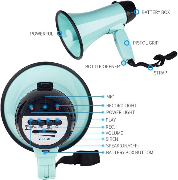 MyMealivos Portable Megaphone Bullhorn - 20W Power - Image 3