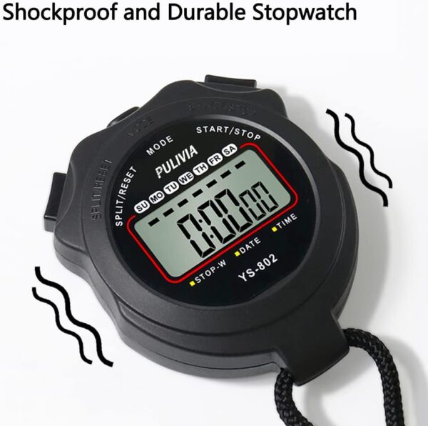 Digital Stopwatch Timer – Large Display, Lap Split, Clock, Calendar & Alarm - Image 3