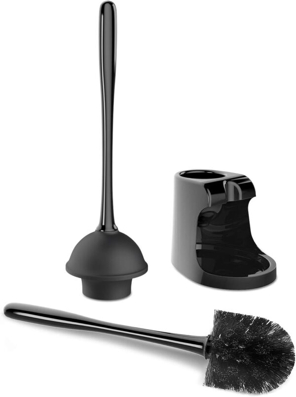 MR.SIGA Toilet Plunger and Bowl Brush Combo for Bathroom Cleaning, Black, 1 Set - Image 2