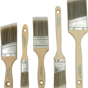 Pro Grade 5-Piece Paint Brush Set – Flat & Angle Brushes for Latex, Oil Paints & Stains