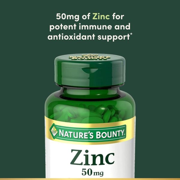 Nature's Bounty Zinc 50mg – Immune Support & Skin Health, 250 Caplets - Image 3