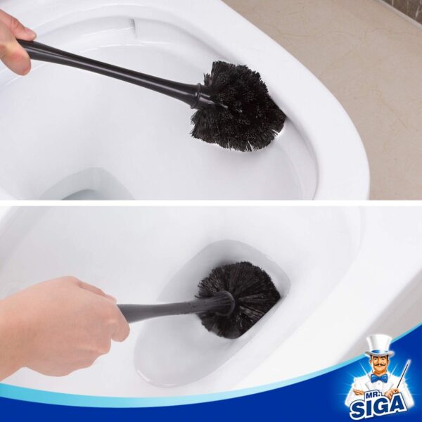 MR.SIGA Toilet Plunger and Bowl Brush Combo for Bathroom Cleaning, Black, 1 Set - Image 3