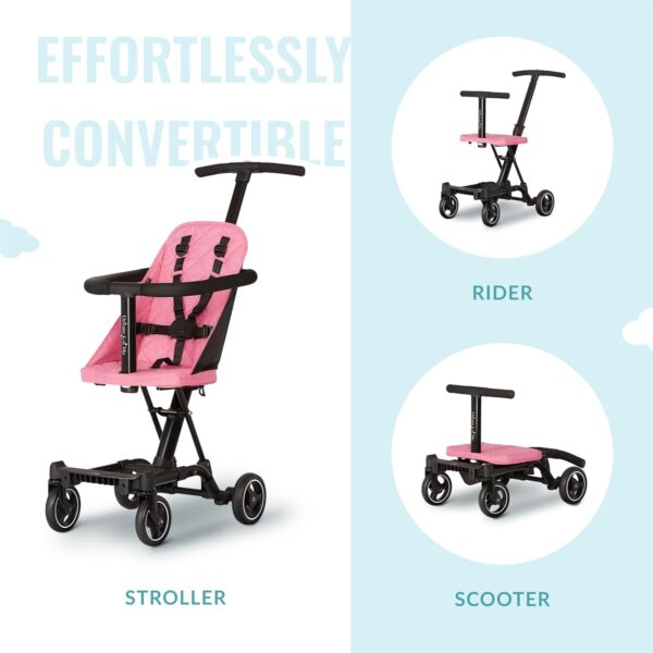 Coast Rider Lightweight Stroller – One-Hand Fold, Adjustable Handles, Soft Ride Wheels, Pink - Image 2