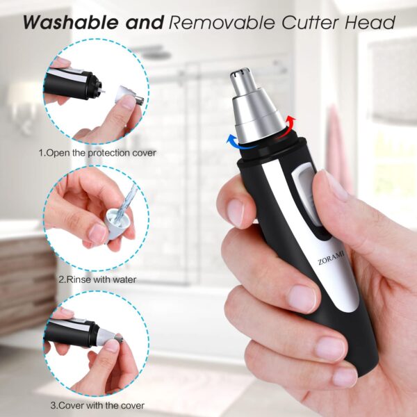 Ear & Nose Hair Trimmer – Painless, Waterproof, Battery-Operated, Dual-Edge Blades (Black) - Image 4