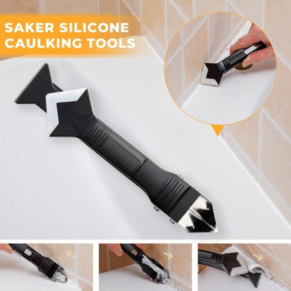 Saker 3-in-1 Silicone Caulking Tools – Sealant Finishing, Grout Removal & Angle Scraper - Image 3