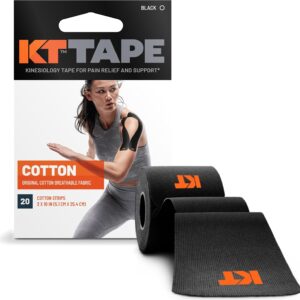 KT Tape, Original Cotton, Elastic Kinesiology Athletic Tape, 20 Count, 10” Precut Strips