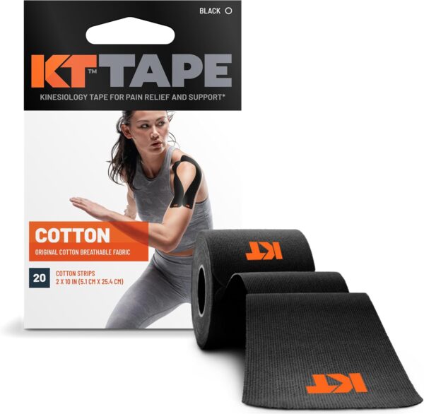 KT Tape, Original Cotton, Elastic Kinesiology Athletic Tape, 20 Count, 10” Precut Strips