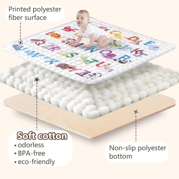 Baby Play Mat – 50x50 Soft Activity Mat with Anti-Slip Bottom, Machine Washable, Animal Alphabet Design - Image 2