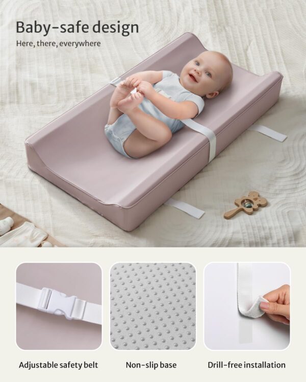 Blissful Diary Vegan Leather Baby Changing Pad – Waterproof, Wipe-Clean, Standard Size, Taupe - Image 4