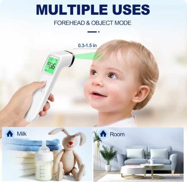 No-Touch Digital Thermometer – Forehead & Object Measurement, Fever Alarm, Silent Mode - Image 2