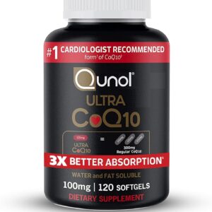 Qunol Ultra CoQ10 100mg – 3x Better Absorption, Heart Health & Energy Support, 120 Softgels (4-Month Supply)