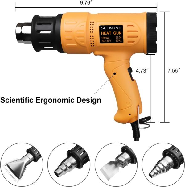 SEEKONE 1800W Heat Gun Kit – Variable Temperature Control, Overheat Protection, 4 Nozzles - Image 2