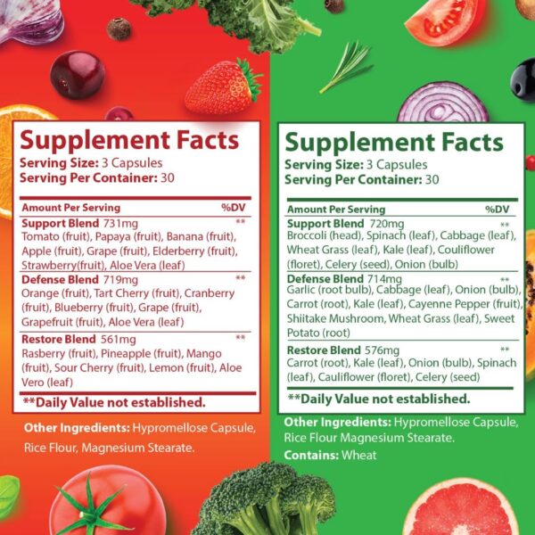 Fruits & Veggies Supplement – 100% Natural Superfood, 180 Capsules - Image 3