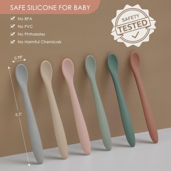 6-Piece Silicone Feeding Spoons – Soft-Tip Training Utensils for Babies & Infants, Dishwasher Safe - Image 4