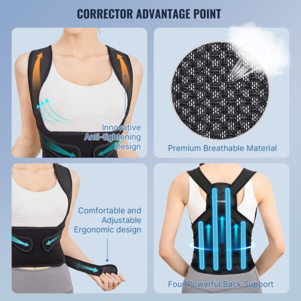 Fit Geno Back Brace – Adjustable Posture Corrector for Full Back Support & Pain Relief - Image 3