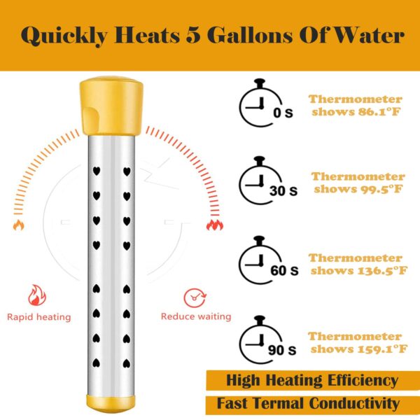 Immersion Water Heater – 304 Stainless Steel, Intelligent Temperature Control & LCD Thermometer - Image 3