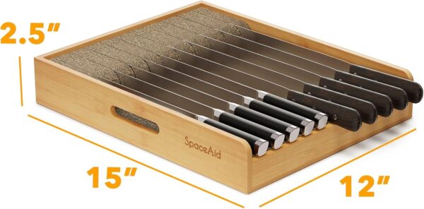 SpaceAid Large Bamboo Knife Drawer Organizer - Image 4