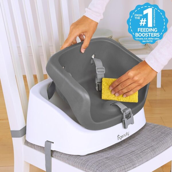 Ingenuity SmartClean Toddler Booster Seat – Lightweight, Easy-Clean, 3-Point Harness, Slate - Image 4