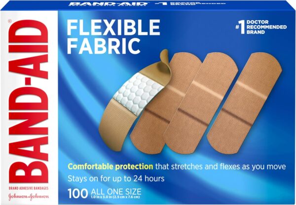 Band-Aid Flexible Fabric Bandages – Durable Adhesive for Wound Care, 100 Count - Image 2