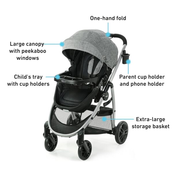 Graco Modes Pramette Travel System – 3-in-1 Stroller & Car Seat Combo, SnugRide 35, Ellington - Image 2