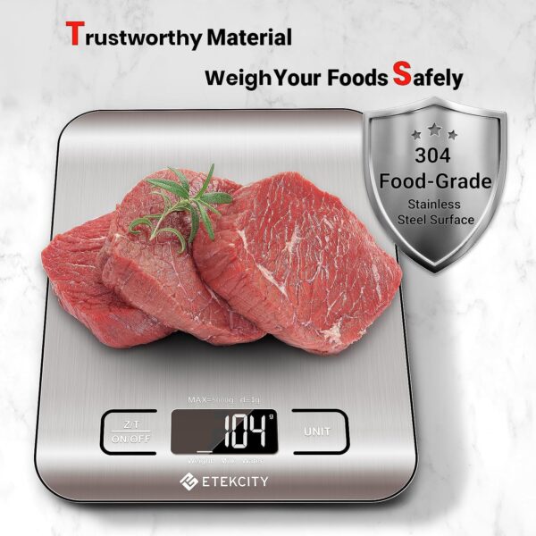 Etekcity Digital Food Kitchen Scale – Stainless Steel - Image 3