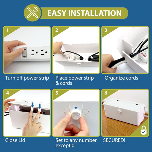 Power Strip Cover Box – Baby Proofing with Dual Lock & Cord Openings - Image 3