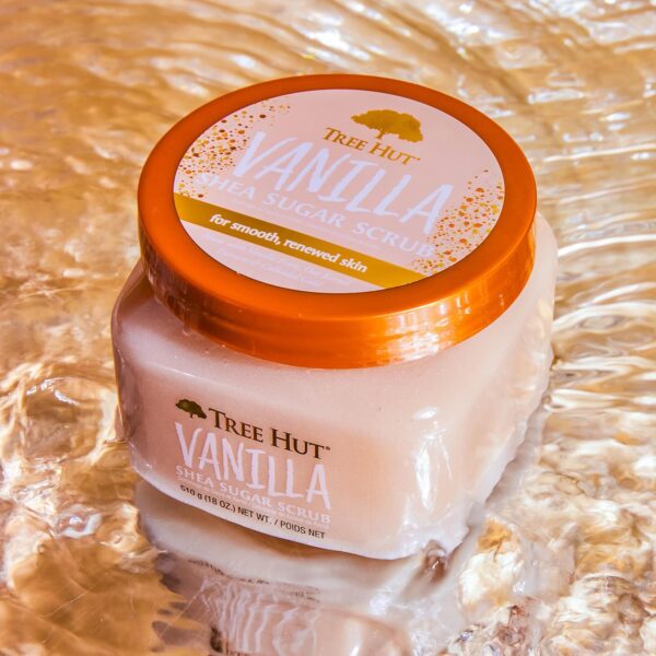 Tree Hut Vanilla Shea Sugar Body Scrub – Exfoliating & Hydrating, 18 oz - Image 3