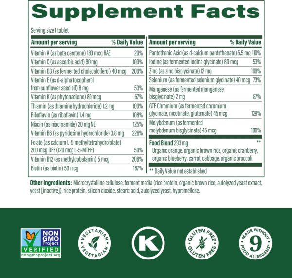 MegaFood Men's 55+ Multivitamin – B12, C, D & Zinc for Immune Support, 60 Tabs - Image 2