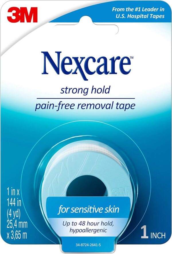 Nexcare Strong Hold Pain-Free Removal Tape – Silicone Adhesive, 1" x 4 Yds - Image 2