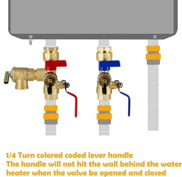 Twinkle Star 3/4 Inch IPS Isolator Valve Kit – Tankless Water Heater with Pressure Relief Valve - Image 3