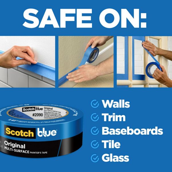 ScotchBlue Original Multi-Surface Painter's Tape – 1 Inch x 60 Yds, Easy Removal, Blue - Image 3