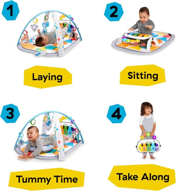 Baby Einstein 4-in-1 Kickin' Tunes Play Gym – Musical Tummy Time Activity Mat with Piano - Image 3