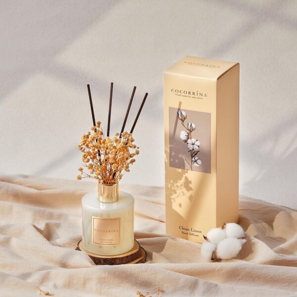 COCORRÍNA Reed Diffuser Set – Clean Linen Scent, 6.7oz, Perfect for Home & Bathroom Decor - Image 2