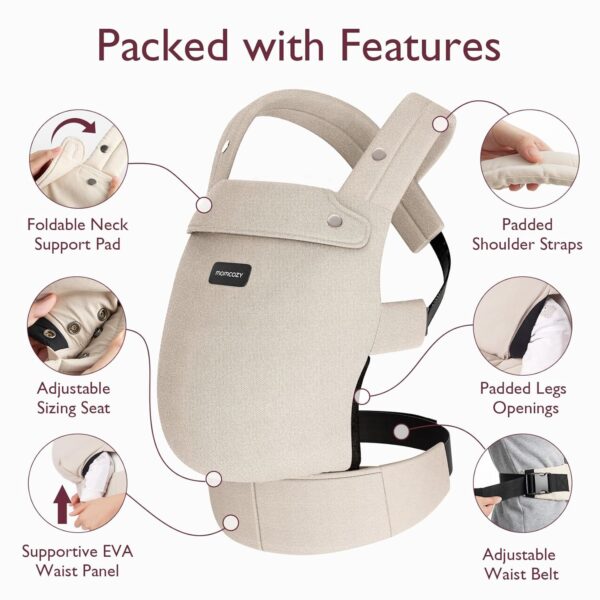 Momcozy Baby Carrier – Ergonomic, Lightweight, Hands-Free with Lumbar Support, Khaki - Image 4