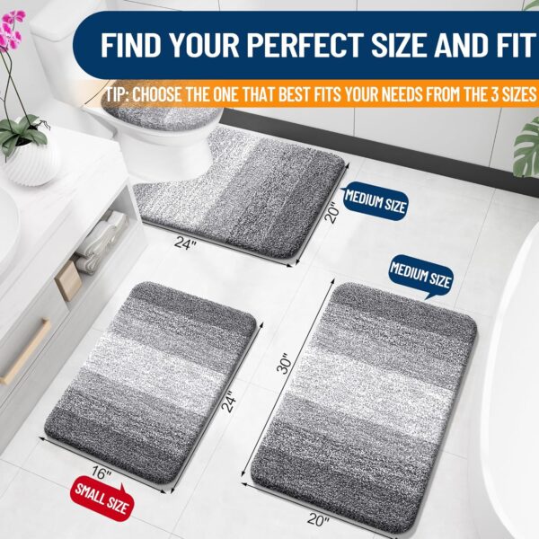 OLANLY Extra Soft Bathroom Rug 30x20 – Absorbent, Quick-Dry, Non-Slip, Grey - Image 2