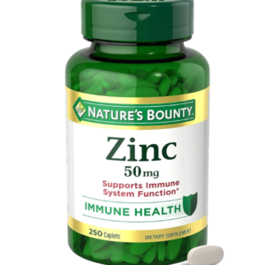 Nature's Bounty Zinc 50mg – Immune Support & Skin Health, 250 Caplets