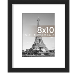 Upsimples 8x10 Picture Frame – Displays 5x7 with Mat or 8x10 Without Mat, Black