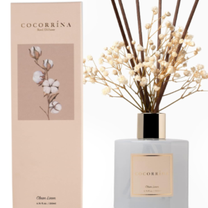 COCORRÍNA Reed Diffuser Set – Clean Linen Scent, 6.7oz, Perfect for Home & Bathroom Decor