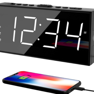 Alarm Clock with USB Charging – Loud LED Display, Adjustable Volume & Snooze, Ideal for Bedroom, Office & Deep Sleepers