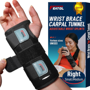 FEATOL Wrist Brace – Carpal Tunnel & Arthritis Support, Adjustable with Splints, Right Hand (S/M)