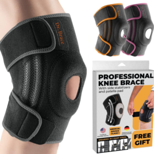 DR. BRACE ELITE Knee Brace – Stabilizers & Gel Pads for Maximum Support, Large (Mercury)