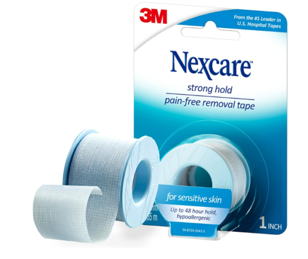 Nexcare Strong Hold Pain-Free Removal Tape – Silicone Adhesive, 1" x 4 Yds