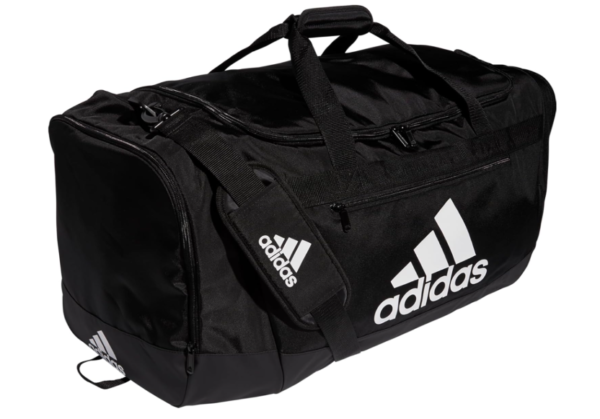 Adidas Defender 4 Duffel Bag – Large 110L, Durable Gym & Travel Bag, Black/White