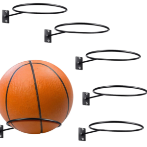 Threan Mounted Ball Rack – Universal Metal Holder for Basketball, Football & More